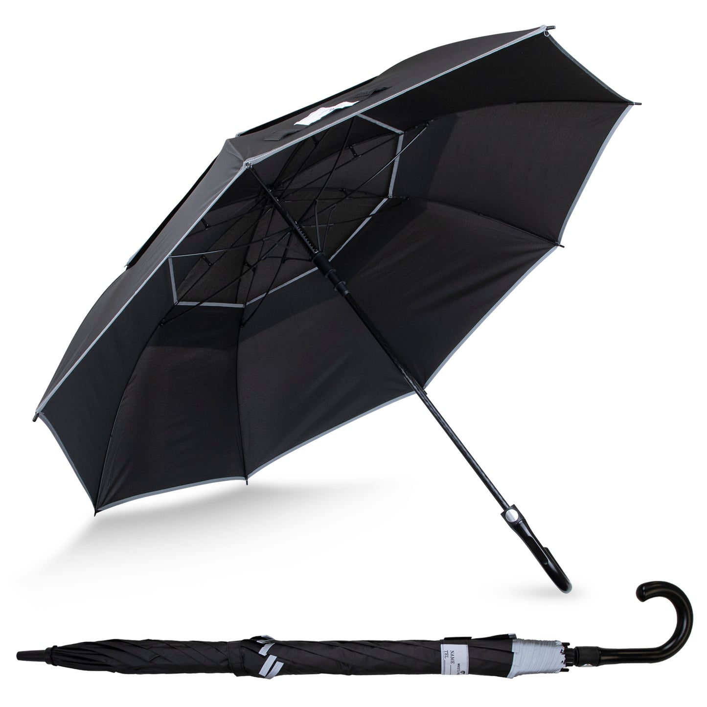 Reflective Umbrella Big, Windproof, Wide Coverage, 55-Inch Wide