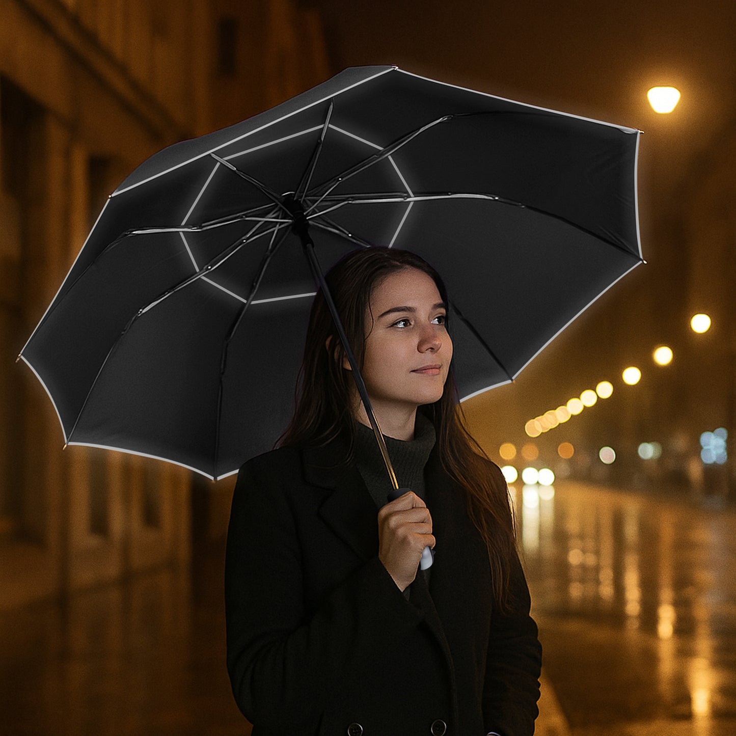 Reflective Umbrella Medium, Windproof, Wide Coverage, 55-Inch Wide