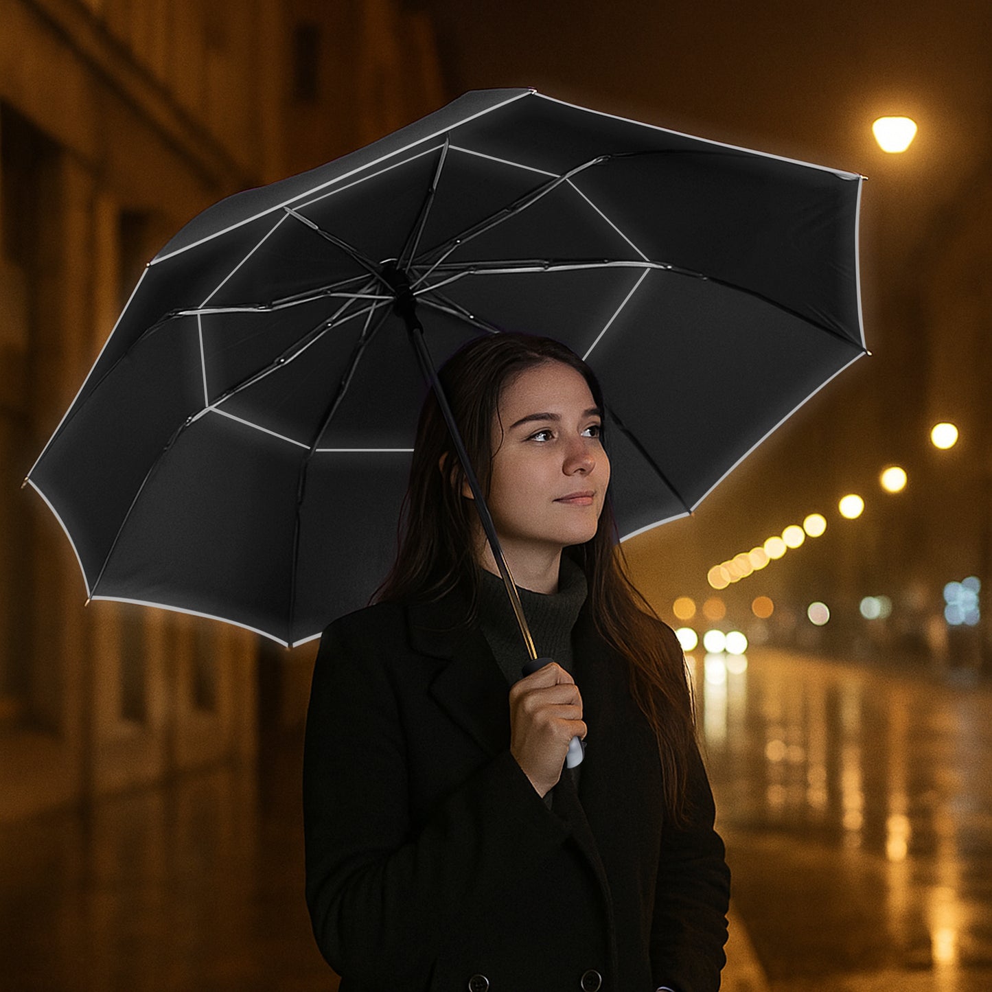 Reflective Umbrella Compact, Automatic Open/Close, Wide Coverage, 55-Inch Wide